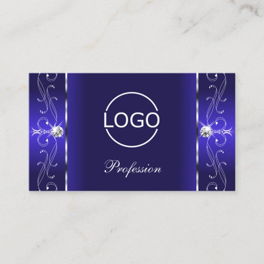 Luxurieuze Royal Blue Squiggings-juwelen met Logo Visitekaartje (Voorkant)