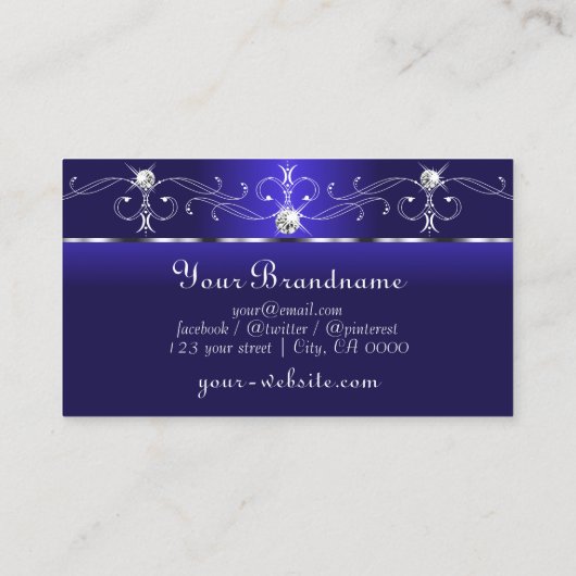 Luxurieuze Royal Blue Squiggins Jewels en Monogram Visitekaartje (Achterkant)