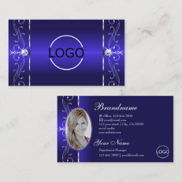 Luxurieuze Royal Blue Squiggins Jewels Logo & Foto Visitekaartje