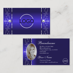 Luxurieuze Royal Blue Squiggins Jewels Logo & Foto Visitekaartje