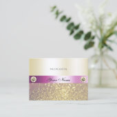 Luxurieuze roze en goudshimmery Glitter Diamonds Visitekaartje (Staand voorkant)