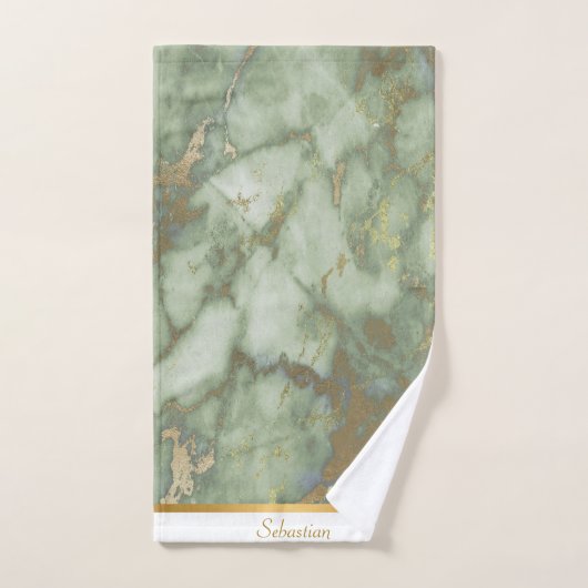 LUXURIEUZE SAGE GROENE MARBLE TRIBEL TOWEL SET BAD HANDDOEK (Handdoek)