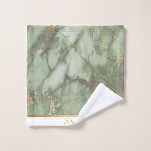 LUXURIEUZE SAGE GROENE MARBLE TRIBEL TOWEL SET BAD HANDDOEK (Wasdoekje)