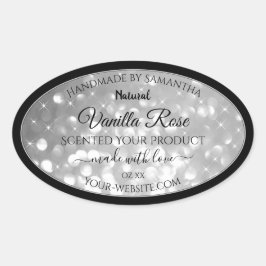 Luxurieuze Silver Glitter Product Packaging Labels