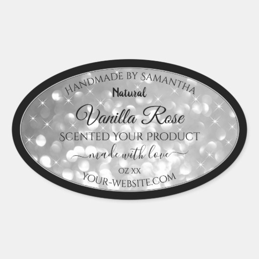 Luxurieuze Silver Glitter Product Packaging Labels (Voorkant)