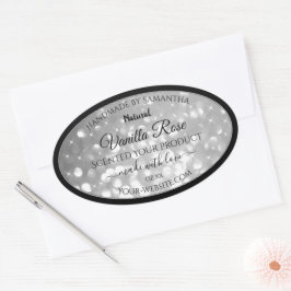 Luxurieuze Silver Glitter Product Packaging Labels