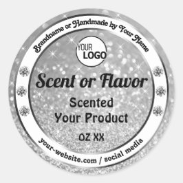 Luxurieuze Silver Glitter Stars Product Labels Log