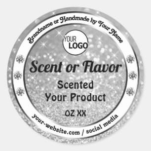 Luxurieuze Silver Glitter Stars Product Labels Log