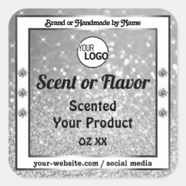 Luxurieuze Silver Glitter Stars Product Labels Log