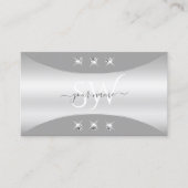 Luxurieuze Silver Grey met diamanten en monogram Visitekaartje (Voorkant)