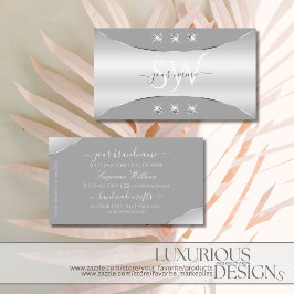 Luxurieuze Silver Grey met diamanten en monogram Visitekaartje