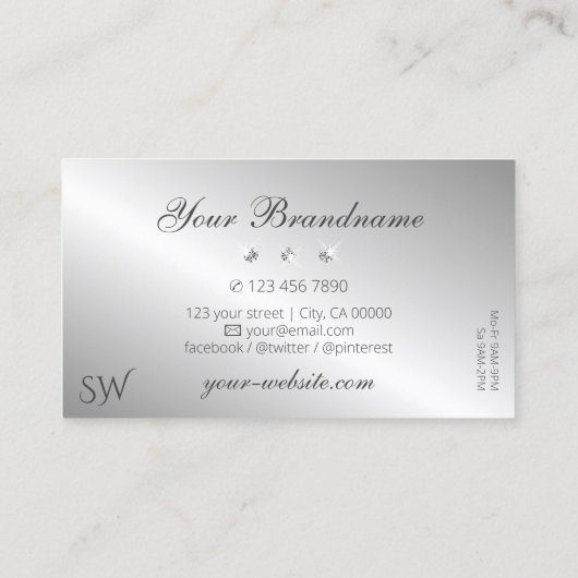 Luxurieuze Silver Sparkle Diamonds Elegant Visitekaartje (Achterkant)