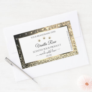 Luxurieuze White Gold Glitter Moderne Product Labe Rechthoekige Sticker