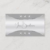 Luxurieuze zilver en grijs met mousserende diamant visitekaartje (Voorkant)