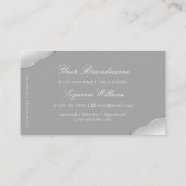 Luxurieuze zilver en grijs met mousserende diamant visitekaartje (Achterkant)