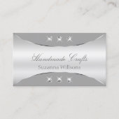 Luxurieuze zilver en grijs met mousserende diamant visitekaartje (Voorkant)