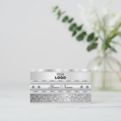 Luxurieuze zilveren mousserende glitter voegt Logo Visitekaartje (Staand voorkant)