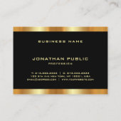 Luxurieuze zwarte en goudmatige Sjabloon van Monog Visitekaartje (Achterkant)