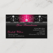 Luxurieuze zwarte en roze vierkant sieraden voegen visitekaartje (Achterkant)