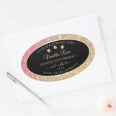 Luxurieuze zwarte roze goudkleurige productlabels ovale sticker (Envelop)