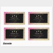 Luxurieuze zwarte roze goudkleurige productlabels rechthoekige sticker (Vel)