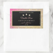 Luxurieuze zwarte roze goudkleurige productlabels rechthoekige sticker (Tas)