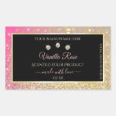 Luxurieuze zwarte roze goudkleurige productlabels rechthoekige sticker (Voorkant)
