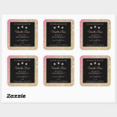 Luxurieuze zwarte roze goudkleurige productlabels vierkante sticker (Vel)
