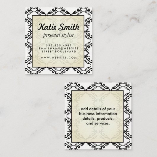 Luxurievormig patroon vierkante visitekaartje (Voorkant / Achterkant)