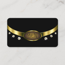 Luxuriezwart en goud met Initialen Diamonds Visitekaartje