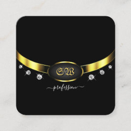 Luxuriezwart en goud met Monogram Diamonds Vierkante Visitekaartje