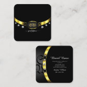 Luxuriezwart en goud met Monogram Diamonds Vierkante Visitekaartje (Voorkant / Achterkant)