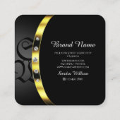 Luxuriezwart en goud met Monogram Diamonds Vierkante Visitekaartje (Achterkant)
