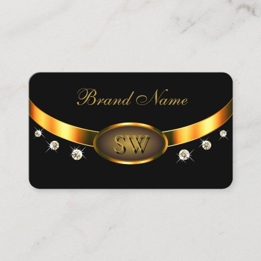 Luxuriezwart en goud met Monogram Diamonds Visitekaartje (Voorkant)