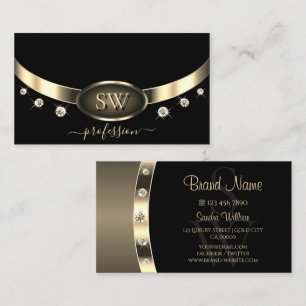 Luxuriezwart en goud met Monogram Diamonds Visitekaartje