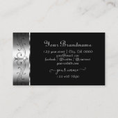 Luxuriezwart en zilver grensmonogram visitekaartje (Achterkant)