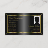 Luxuriezwart Gold decor met monogram en foto Visitekaartje (Achterkant)