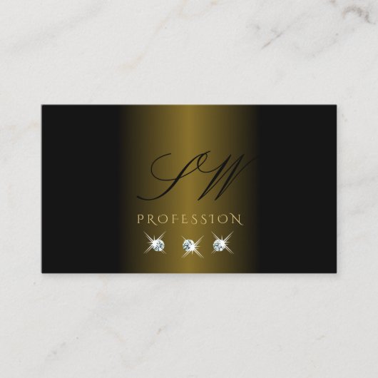 Luxuriezwart goudsdiamanten monogram visitekaartje (Voorkant)