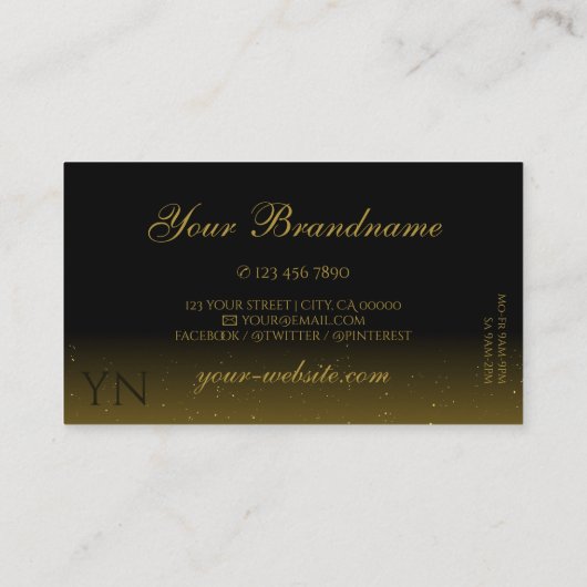 Luxuriezwart goudsdiamanten monogram visitekaartje (Achterkant)