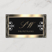 Luxuriezwart goudsdiamanten monogram visitekaartje (Voorkant)