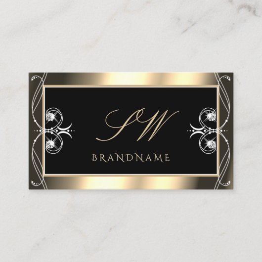 Luxuriezwart goudsdiamanten monogram visitekaartje (Voorkant)