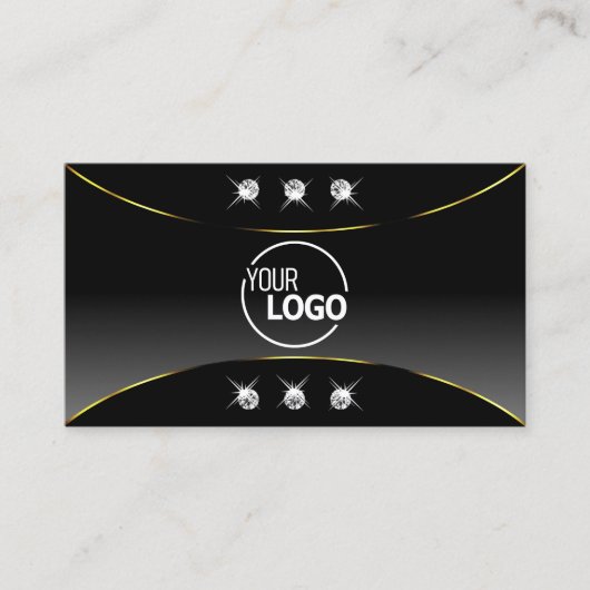 Luxuriezwart met Gold Decor Diamonds en Logo Visitekaartje (Voorkant)