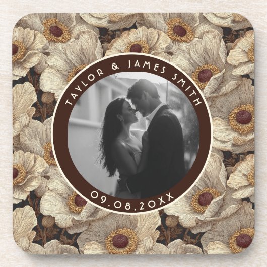 Luxurious Anemones Petal Vineyard Wedding Bier Onderzetter (Voorkant)