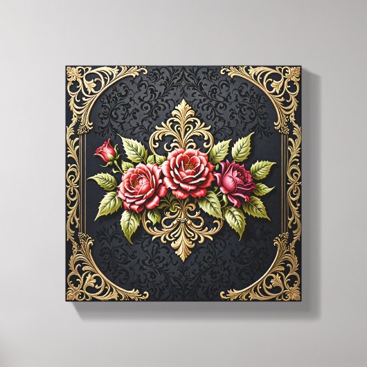 Luxurious Antique Gold Victorian Frame & Deep Red  Canvas Afdruk (Voorkant)