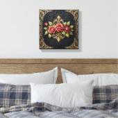 Luxurious Antique Gold Victorian Frame & Deep Red  Canvas Afdruk (Insitu (Slaapkamer))