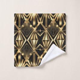 Luxurious Art Deco Geometric Gold and Black Bad Handdoek