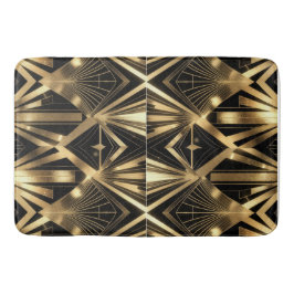 Luxurious Art Deco Geometric Gold and Black Badmat
