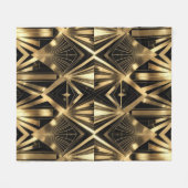 Luxurious Art Deco Geometric Gold and Black  Fleece Deken (Voorkant (Horizontaal))