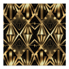 Luxurious Art Deco Geometric Gold and Black  Perfect Poster
