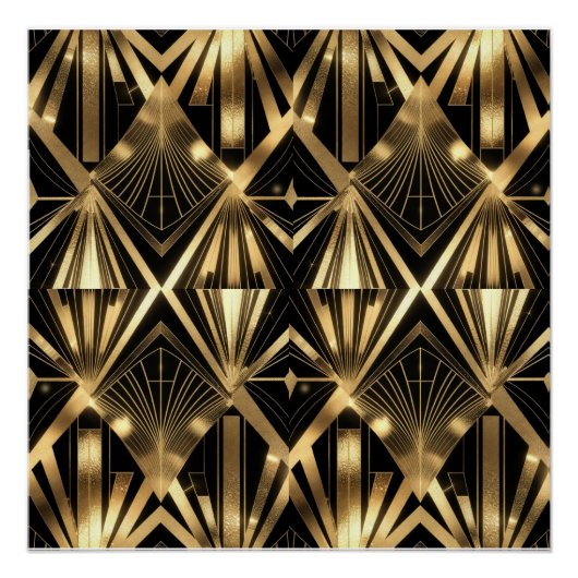 Luxurious Art Deco Geometric Gold and Black  Perfect Poster (Voorkant)